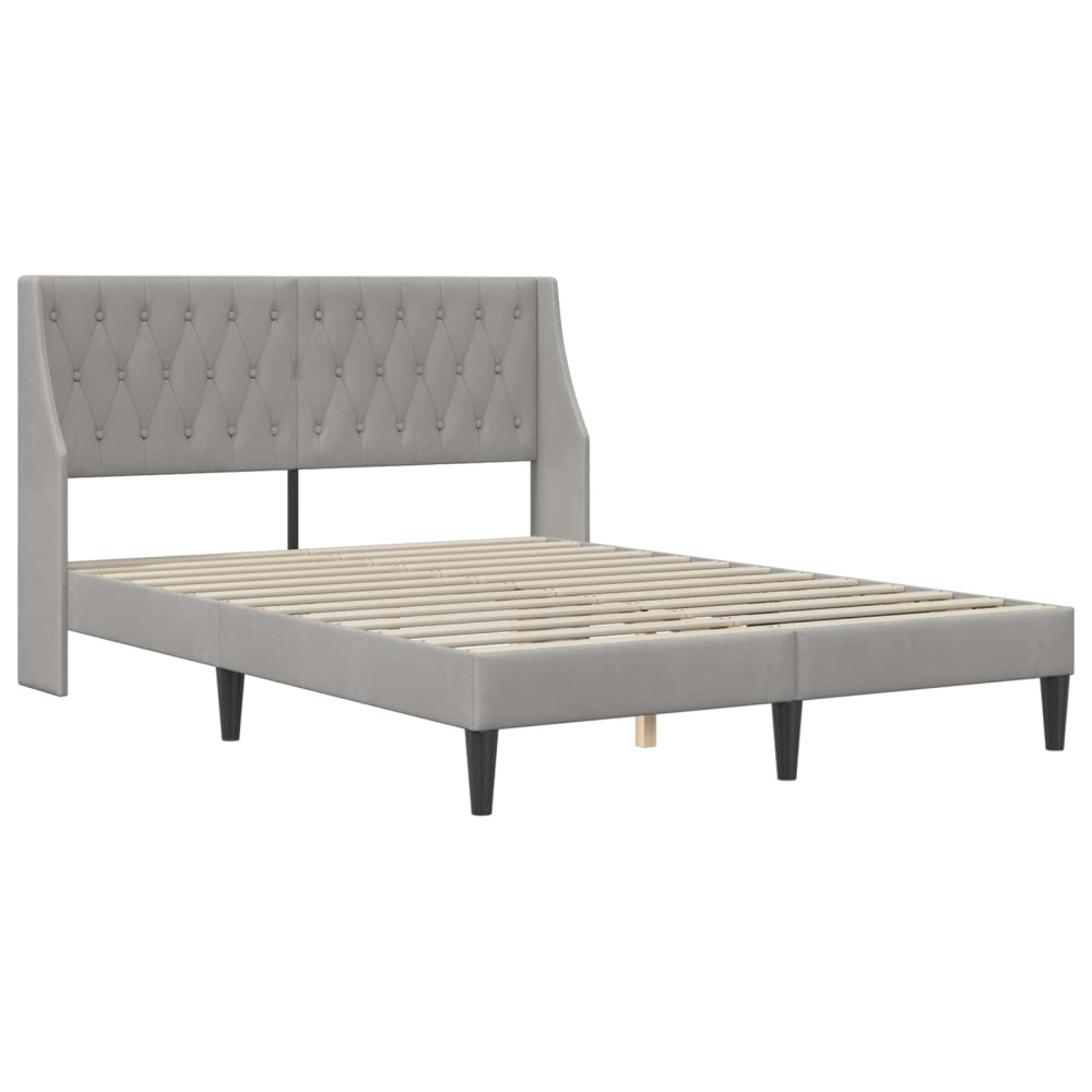 Produktbild för Sängram med madrass med madrass Ljusgrå 160 x 200 cm Sammet