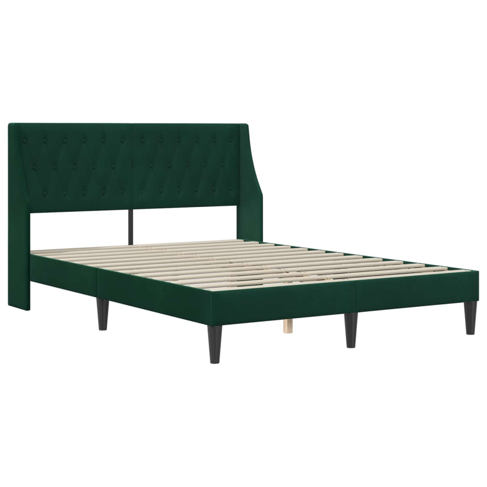 Produktbild för Sängram med madrass med madrass Mörkgrön 160 x 200 cm Sammet