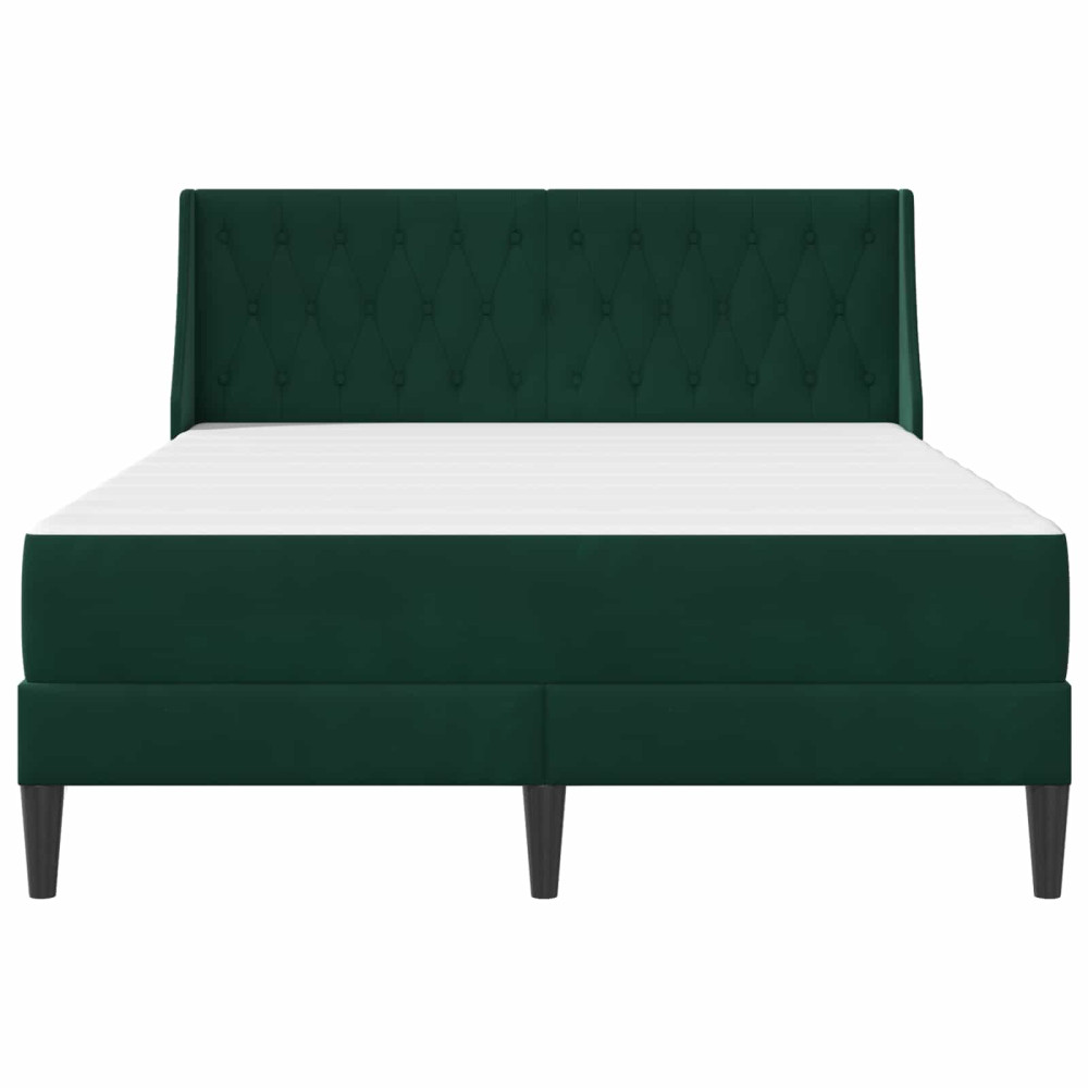 Produktbild för Sängram med madrass med madrass Mörkgrön 160 x 200 cm Sammet