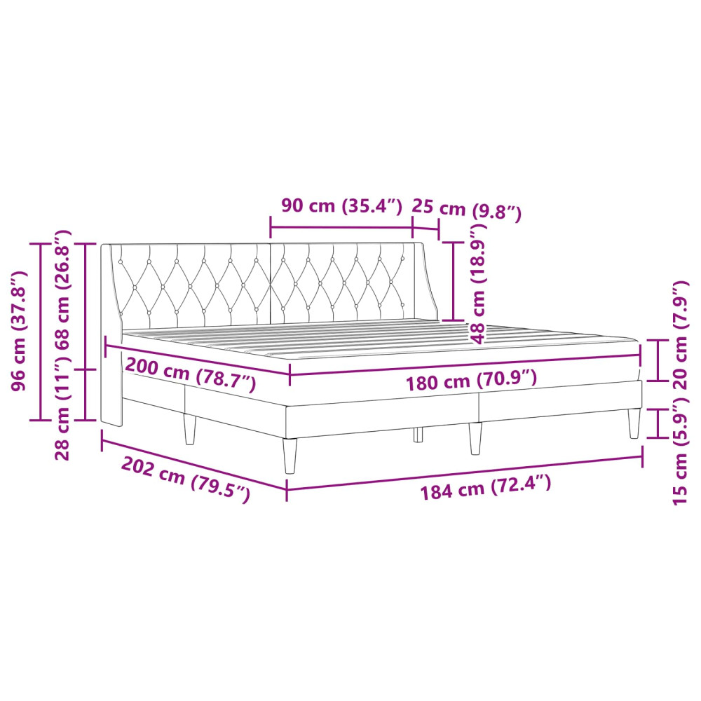 Produktbild för Sängram med madrass med madrass Mörkgrå 180 x 200 cm Sammet