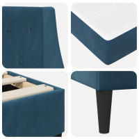 Produktbild för Sängram med madrass med madrass Blå 180 x 200 cm Sammet