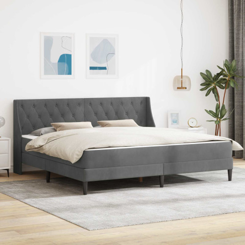 vidaXL Sängram med madrass med madrass Mörkgrå 200 x 200 cm Sammet