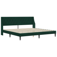 Produktbild för Sängram med madrass med madrass Mörkgrön 200 x 200 cm Sammet