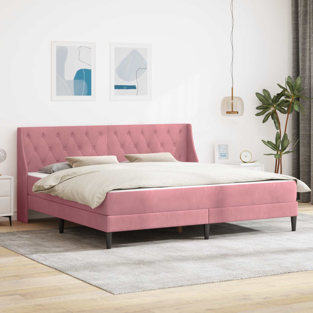 Produktbild för Sängram med madrass med madrass Rosa 200 x 200 cm Sammet