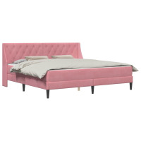 Produktbild för Sängram med madrass med madrass Rosa 200 x 200 cm Sammet