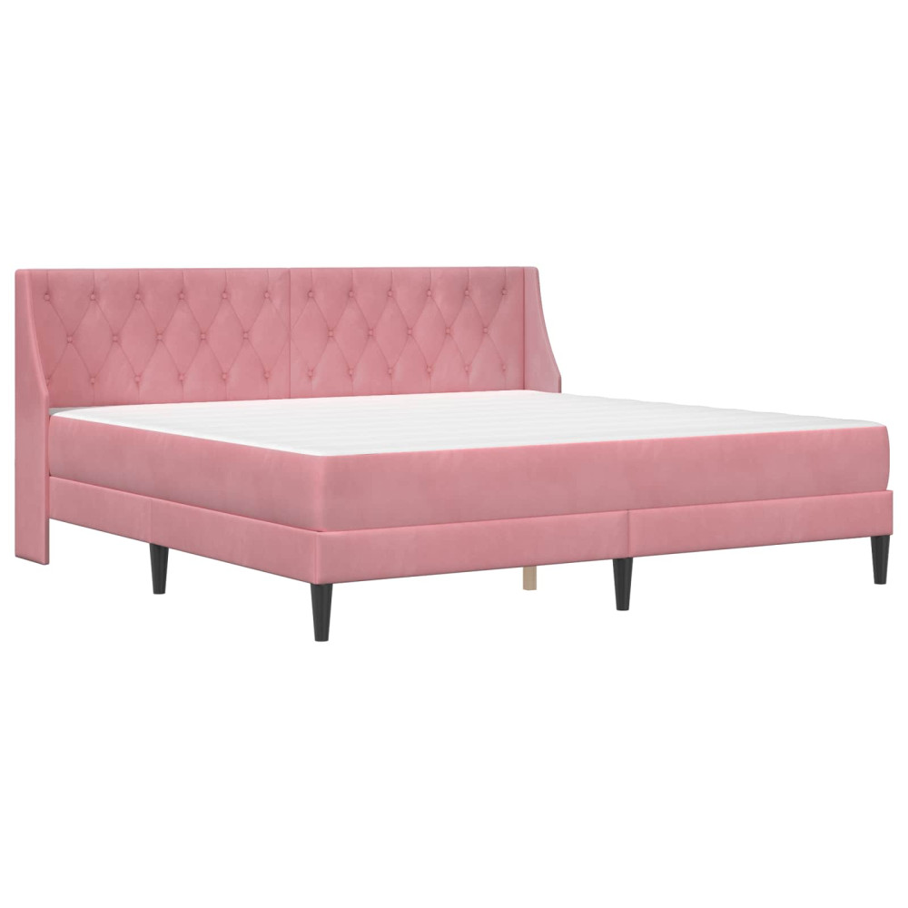 Produktbild för Sängram med madrass med madrass Rosa 200 x 200 cm Sammet