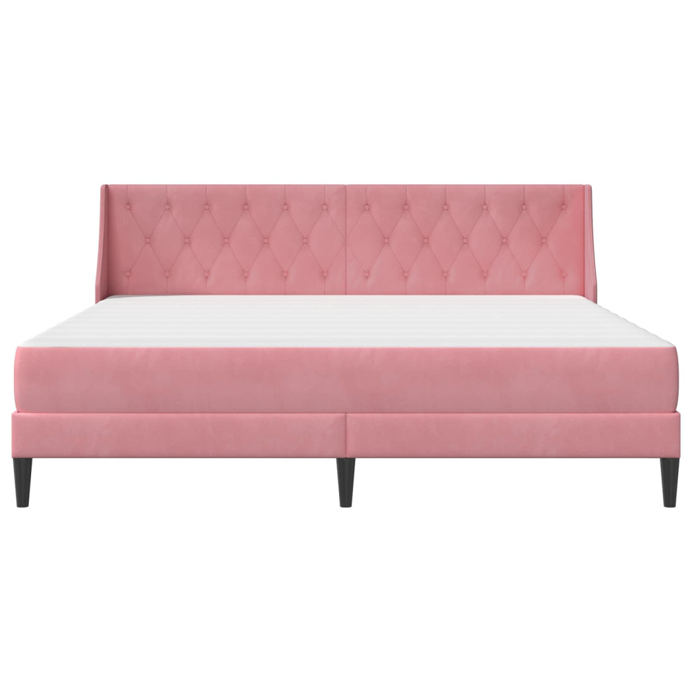 Produktbild för Sängram med madrass med madrass Rosa 200 x 200 cm Sammet
