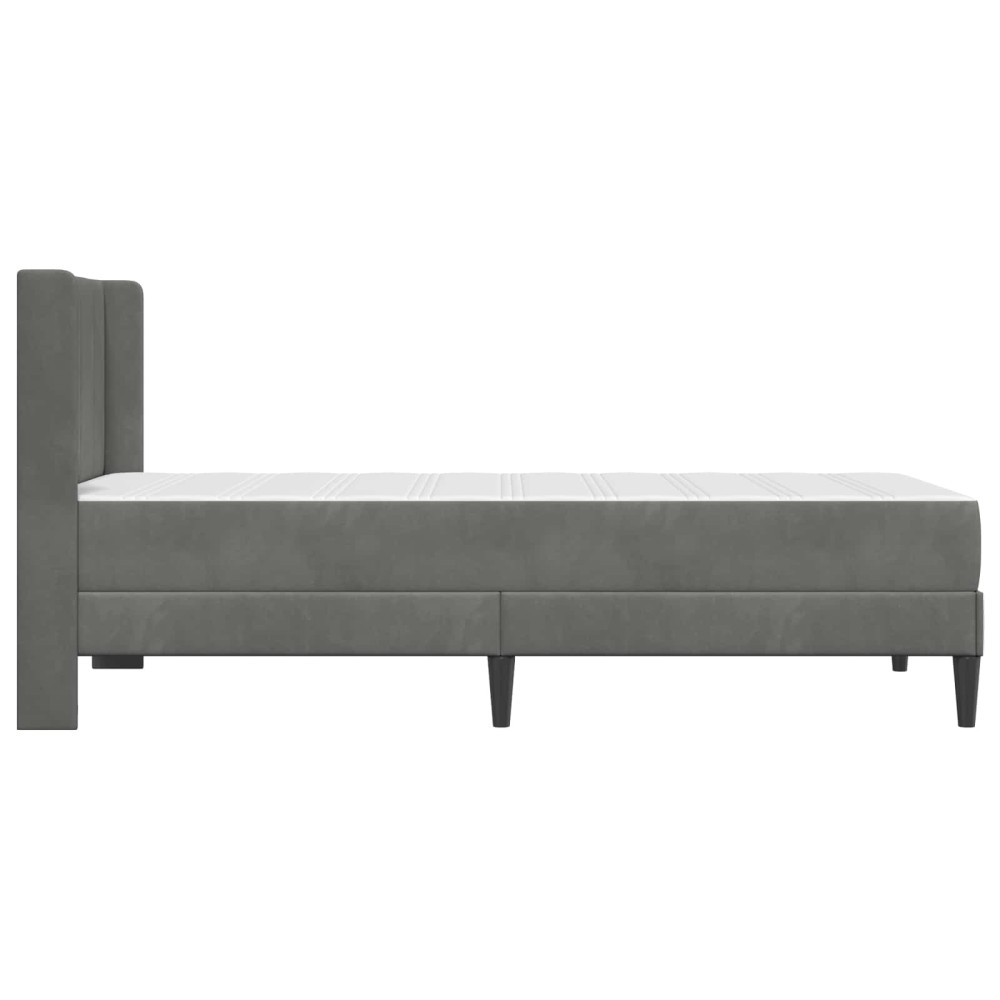 Produktbild för Sängram med madrass med huvudgavel Mörkgrå 80 x 200 cm Sammet