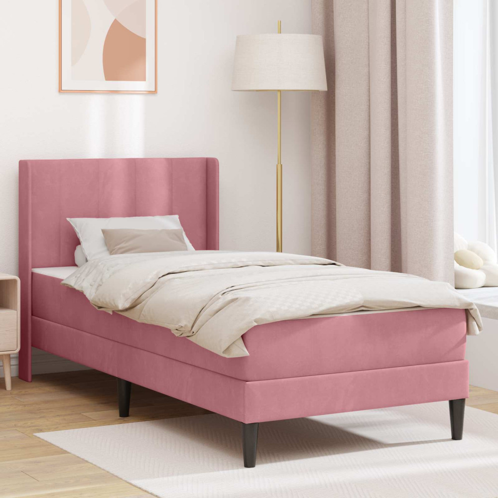 Produktbild för Sängram med madrass med huvudgavel Rosa 80 x 200 cm Sammet