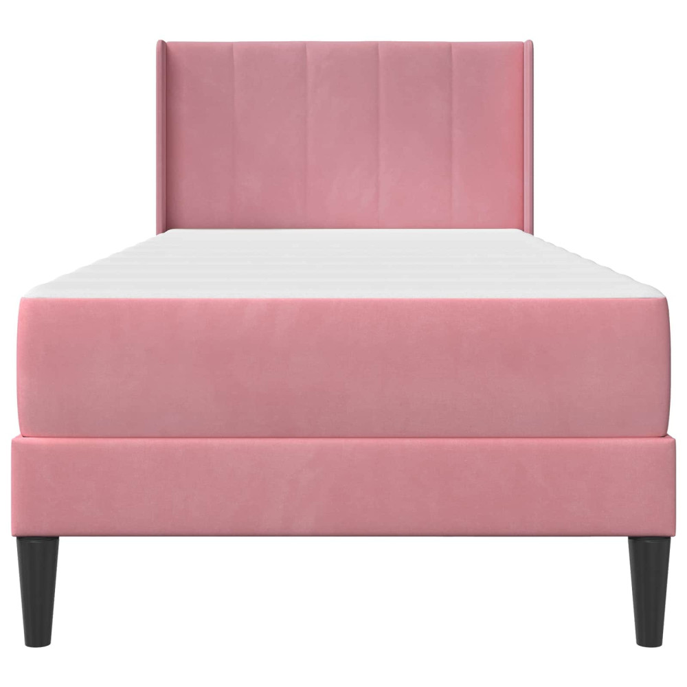 Produktbild för Sängram med madrass med huvudgavel Rosa 80 x 200 cm Sammet