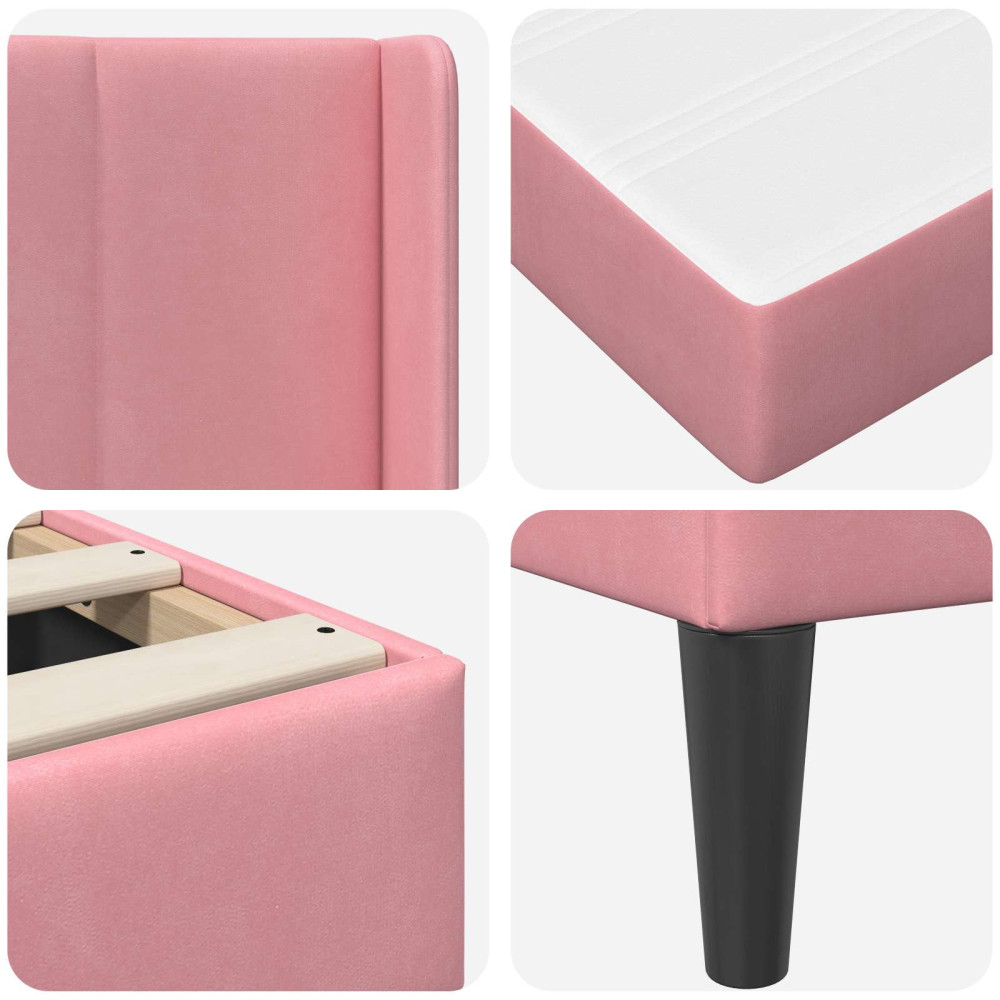 Produktbild för Sängram med madrass med huvudgavel Rosa 80 x 200 cm Sammet