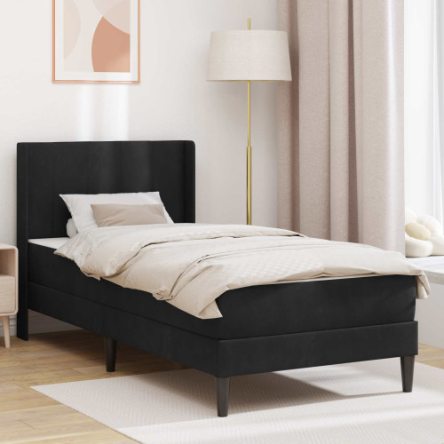 vidaXL Sängram med madrass med huvudgavel Svart 80 x 200 cm Sammet
