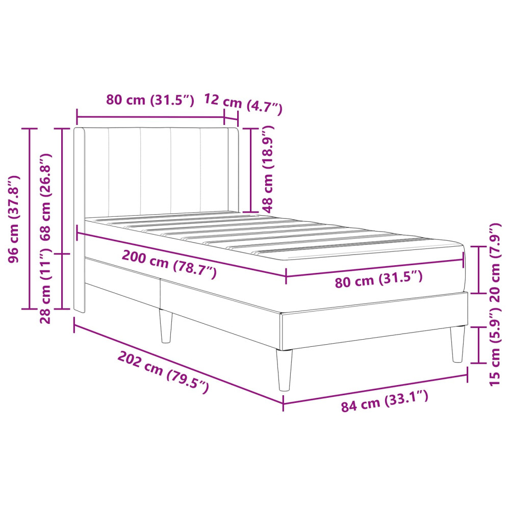 Produktbild för Sängram med madrass med huvudgavel Blå 80 x 200 cm Sammet