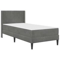 Produktbild för Sängram med madrass med huvudgavel Mörkgrå 90 x 190 cm Sammet