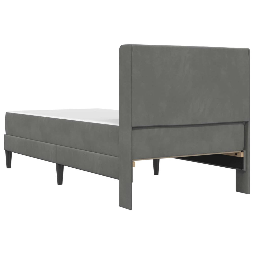 Produktbild för Sängram med madrass med huvudgavel Mörkgrå 90 x 190 cm Sammet