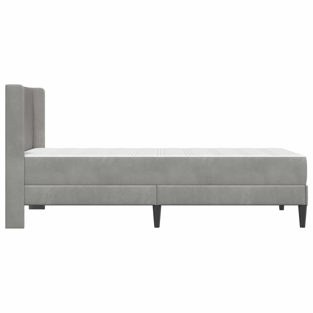 Produktbild för Sängram med madrass med huvudgavel Ljusgrå 100 x 200 cm Sammet
