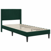 Produktbild för Sängram med madrass med huvudgavel Mörkgrön 100 x 200 cm Sammet