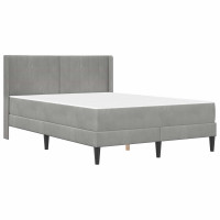 Produktbild för Sängram med madrass med huvudgavel Ljusgrå 120 x 200 cm Sammet
