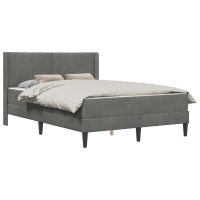 Produktbild för Sängram med madrass med huvudgavel Mörkgrå 140 x 190 cm Sammet