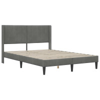 Produktbild för Sängram med madrass med huvudgavel Mörkgrå 140 x 190 cm Sammet