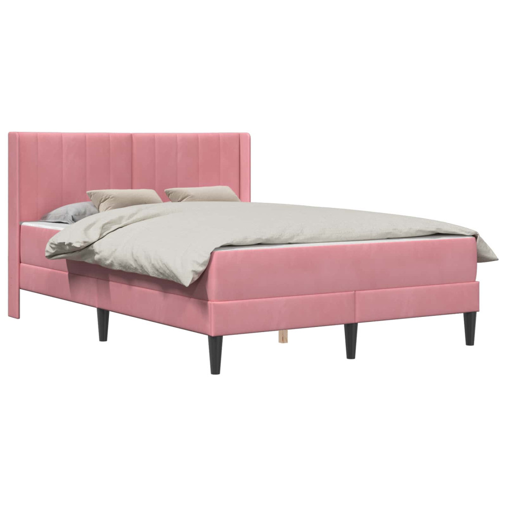 Produktbild för Sängram med madrass med huvudgavel Rosa 140 x 190 cm Sammet