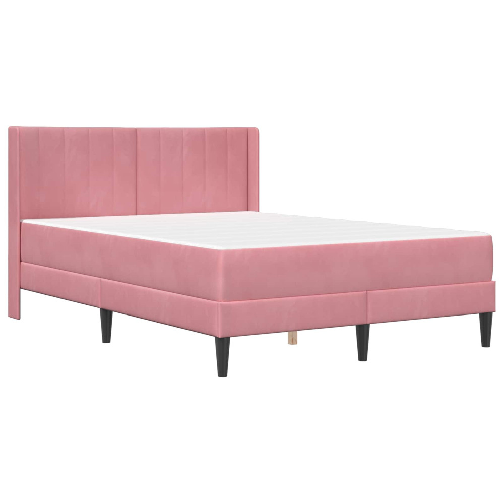 Produktbild för Sängram med madrass med huvudgavel Rosa 140 x 190 cm Sammet