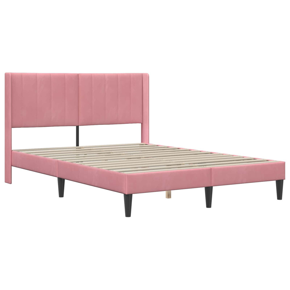 Produktbild för Sängram med madrass med huvudgavel Rosa 140 x 190 cm Sammet