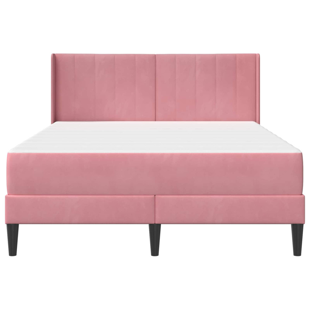 Produktbild för Sängram med madrass med huvudgavel Rosa 140 x 190 cm Sammet