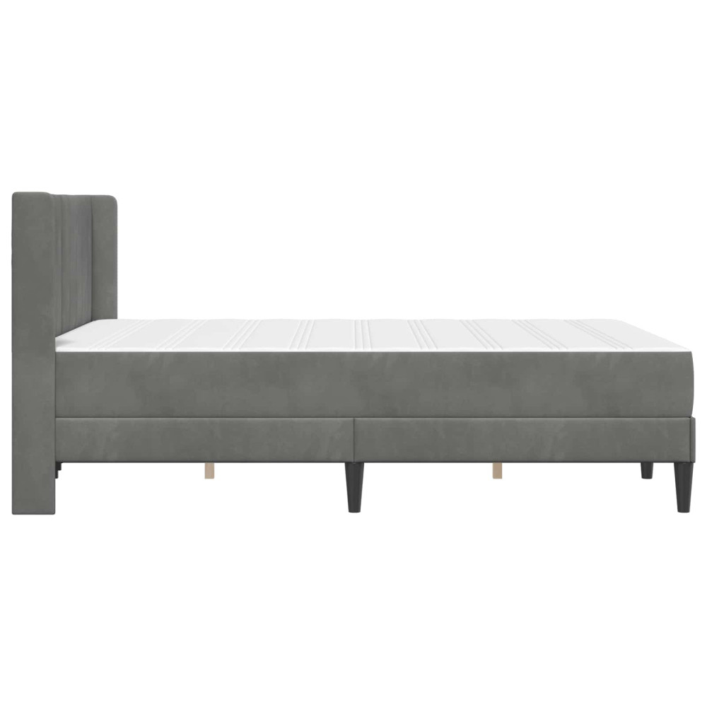 Produktbild för Sängram med madrass med huvudgavel Mörkgrå 140 x 200 cm Sammet