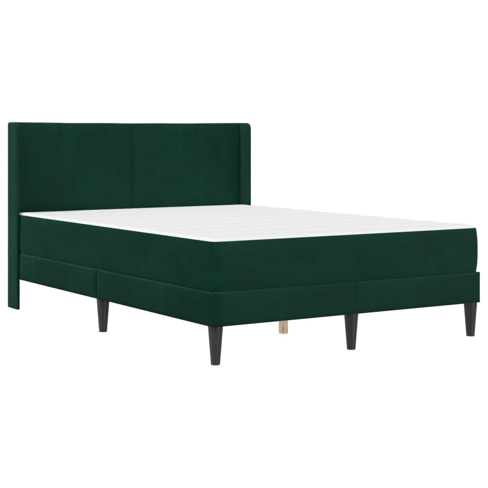 Produktbild för Sängram med madrass med huvudgavel Mörkgrön 140 x 200 cm Sammet