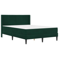 Produktbild för Sängram med madrass med huvudgavel Mörkgrön 140 x 200 cm Sammet
