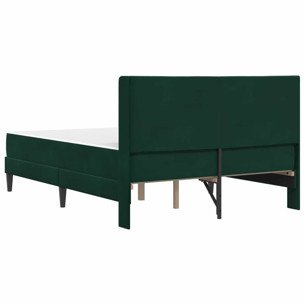 Produktbild för Sängram med madrass med huvudgavel Mörkgrön 140 x 200 cm Sammet