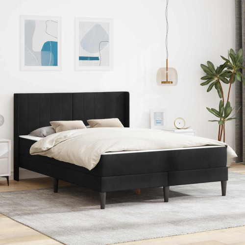 vidaXL Sängram med madrass med huvudgavel Svart 140 x 200 cm Sammet