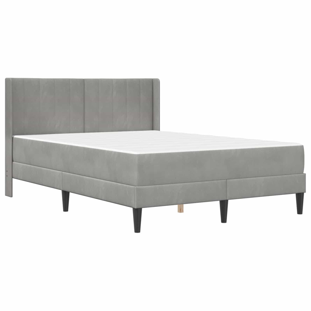 Produktbild för Sängram med madrass med huvudgavel Ljusgrå 160 x 200 cm Sammet
