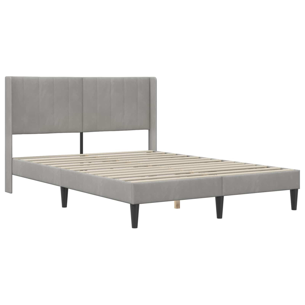 Produktbild för Sängram med madrass med huvudgavel Ljusgrå 160 x 200 cm Sammet