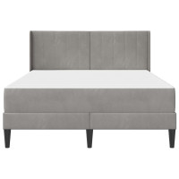 Produktbild för Sängram med madrass med huvudgavel Ljusgrå 160 x 200 cm Sammet