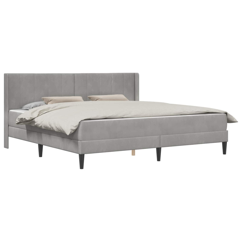 Produktbild för Sängram med madrass med huvudgavel Ljusgrå 180 x 200 cm Sammet