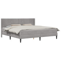 Produktbild för Sängram med madrass med huvudgavel Ljusgrå 180 x 200 cm Sammet