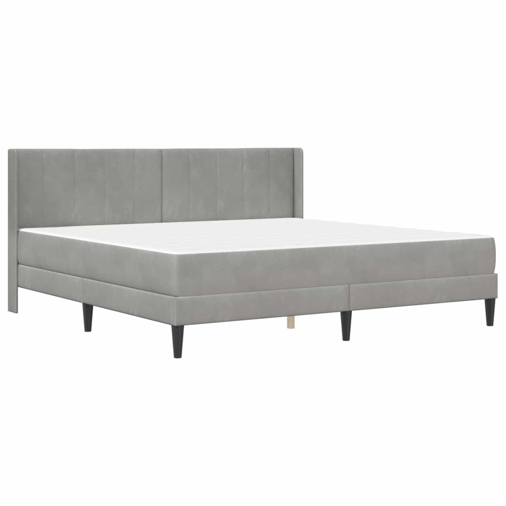 Produktbild för Sängram med madrass med huvudgavel Ljusgrå 180 x 200 cm Sammet