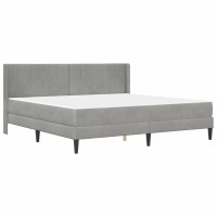 Produktbild för Sängram med madrass med huvudgavel Ljusgrå 180 x 200 cm Sammet
