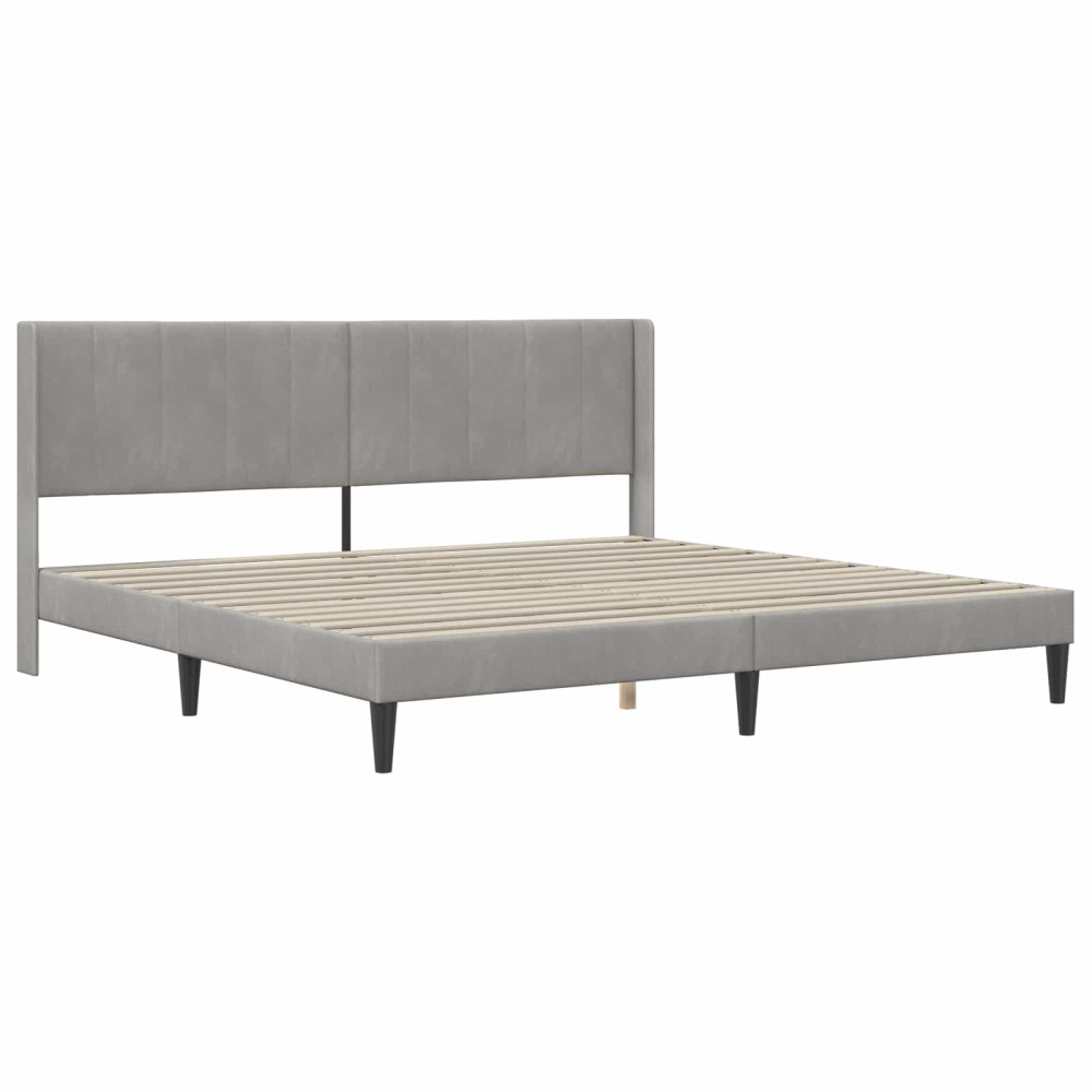 Produktbild för Sängram med madrass med huvudgavel Ljusgrå 180 x 200 cm Sammet