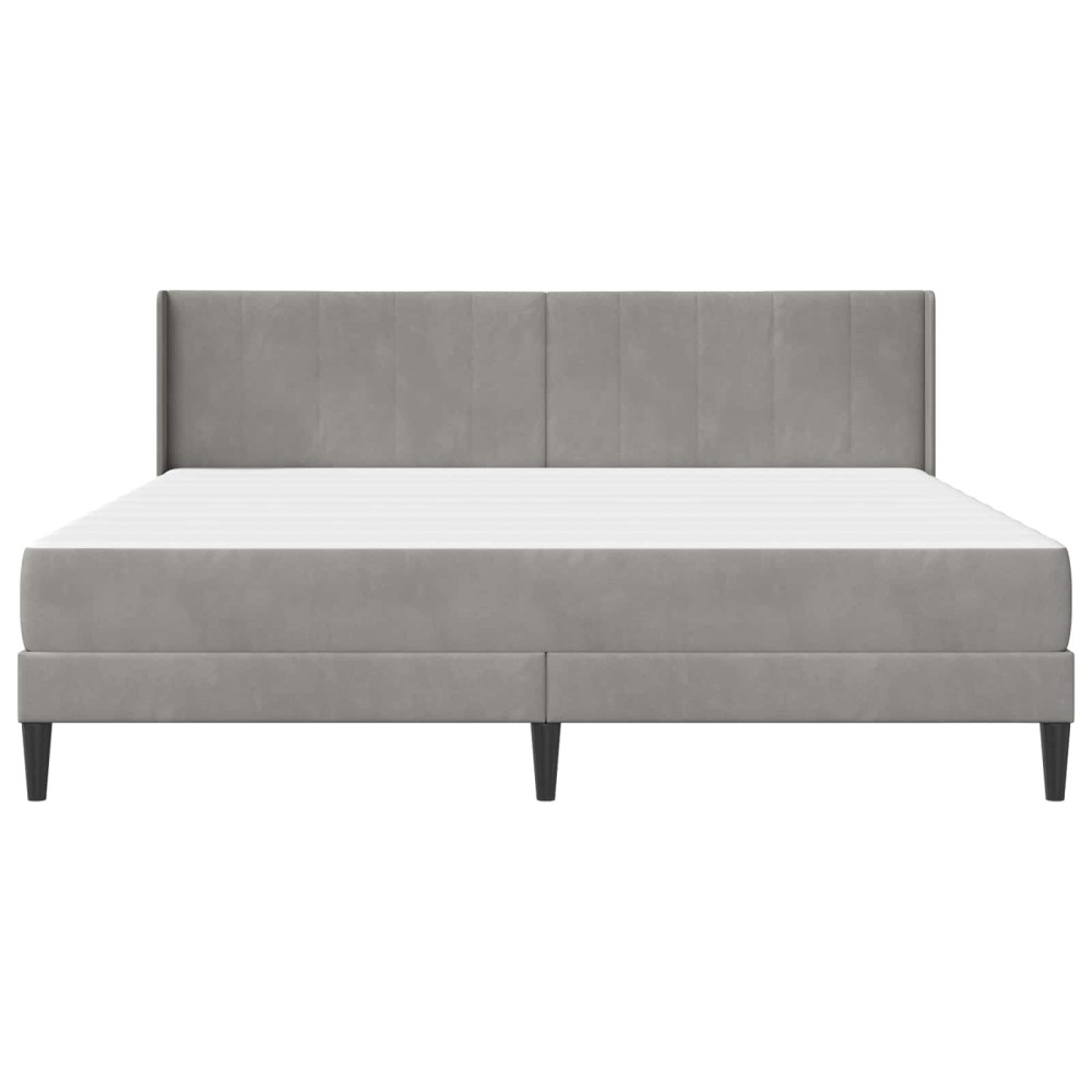 Produktbild för Sängram med madrass med huvudgavel Ljusgrå 180 x 200 cm Sammet