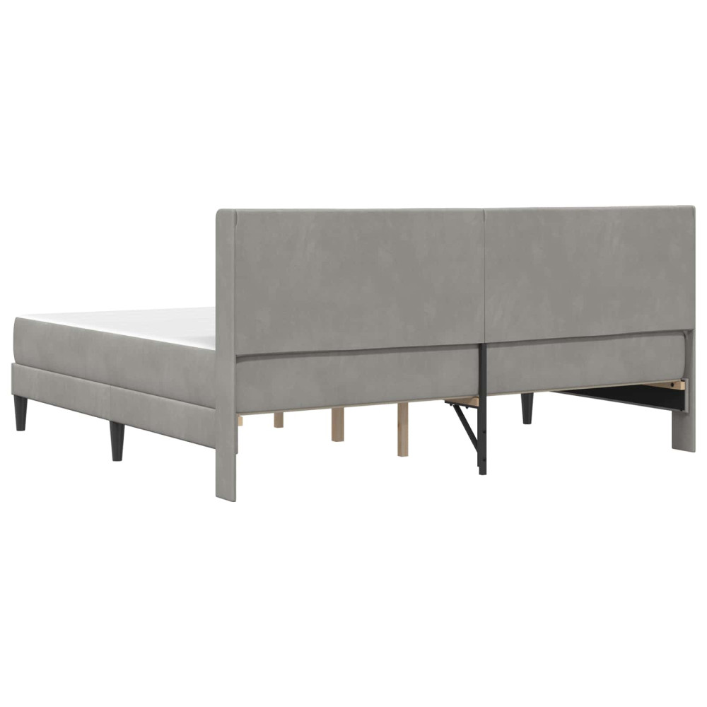 Produktbild för Sängram med madrass med huvudgavel Ljusgrå 180 x 200 cm Sammet