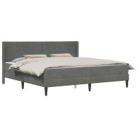 Produktbild för Sängram med madrass med huvudgavel Mörkgrå 180 x 200 cm Sammet