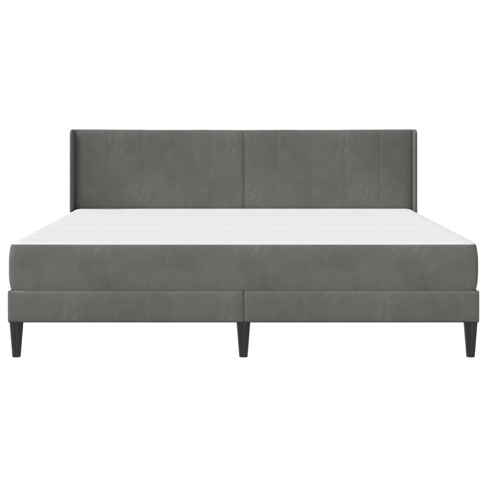Produktbild för Sängram med madrass med huvudgavel Mörkgrå 180 x 200 cm Sammet