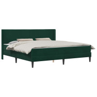Produktbild för Sängram med madrass med huvudgavel Mörkgrön 180 x 200 cm Sammet