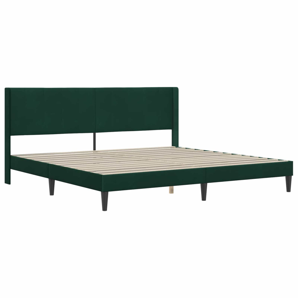 Produktbild för Sängram med madrass med huvudgavel Mörkgrön 180 x 200 cm Sammet