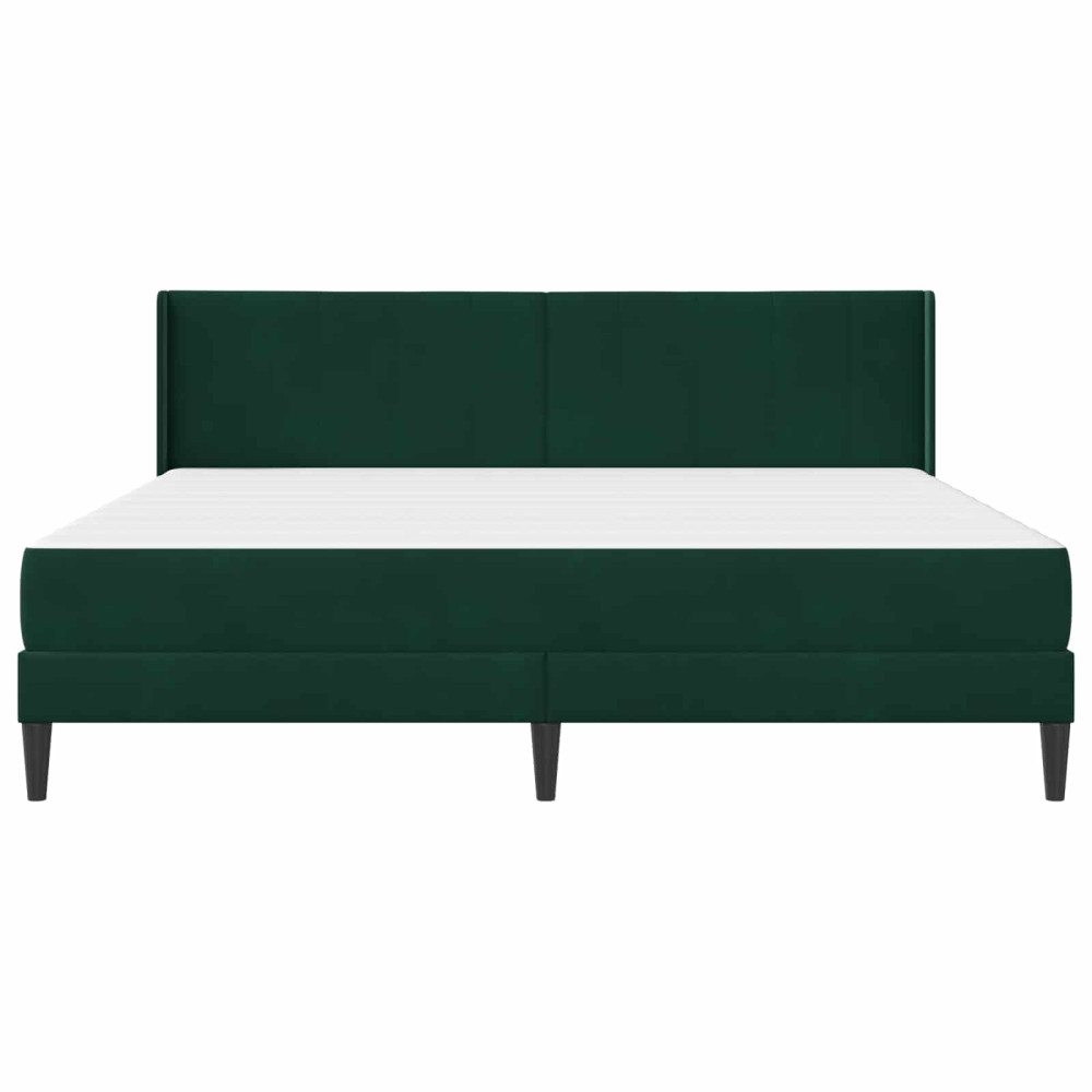 Produktbild för Sängram med madrass med huvudgavel Mörkgrön 180 x 200 cm Sammet