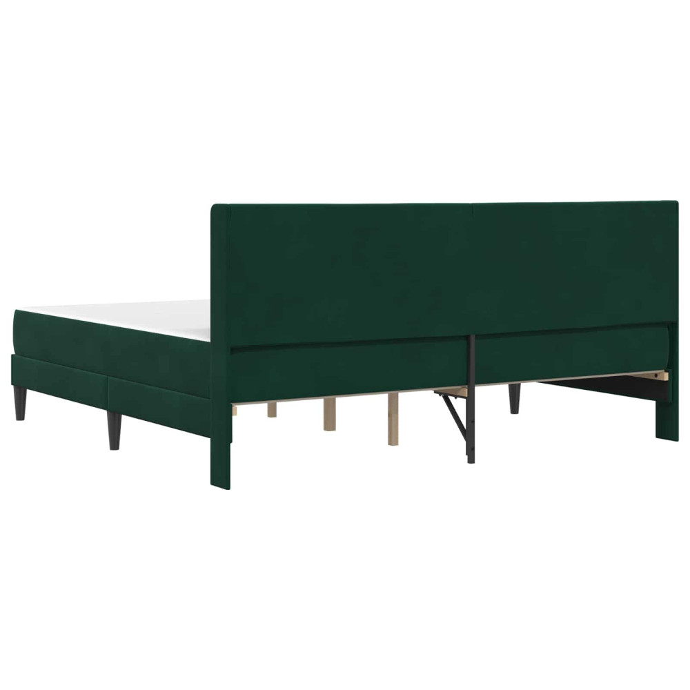 Produktbild för Sängram med madrass med huvudgavel Mörkgrön 180 x 200 cm Sammet