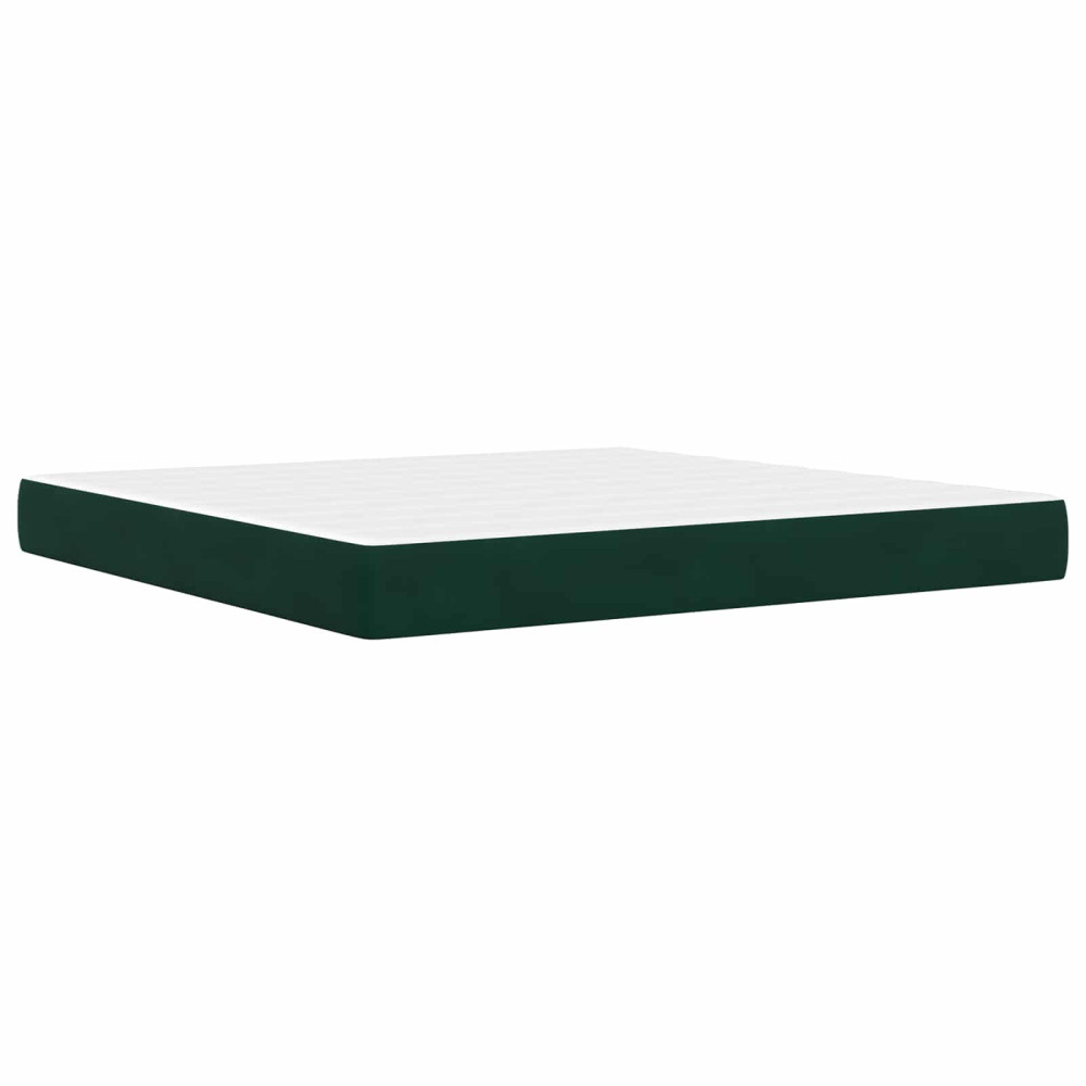 Produktbild för Sängram med madrass med huvudgavel Mörkgrön 200 x 200 cm Sammet